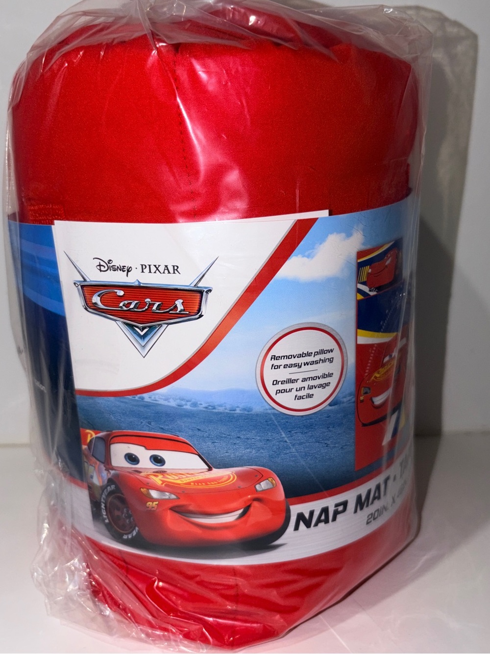 Disney Pixar Cars Lightning McQueen Kids Nap Mat Removable Pillow NWT